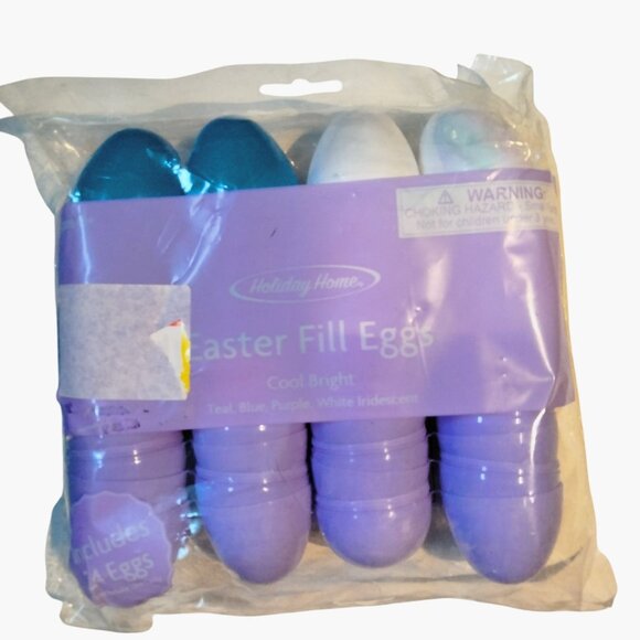Holiday Home Other - Easter Fill Eggs Hinged Blue White Purple Plastic Party Favor 24 Ct pack